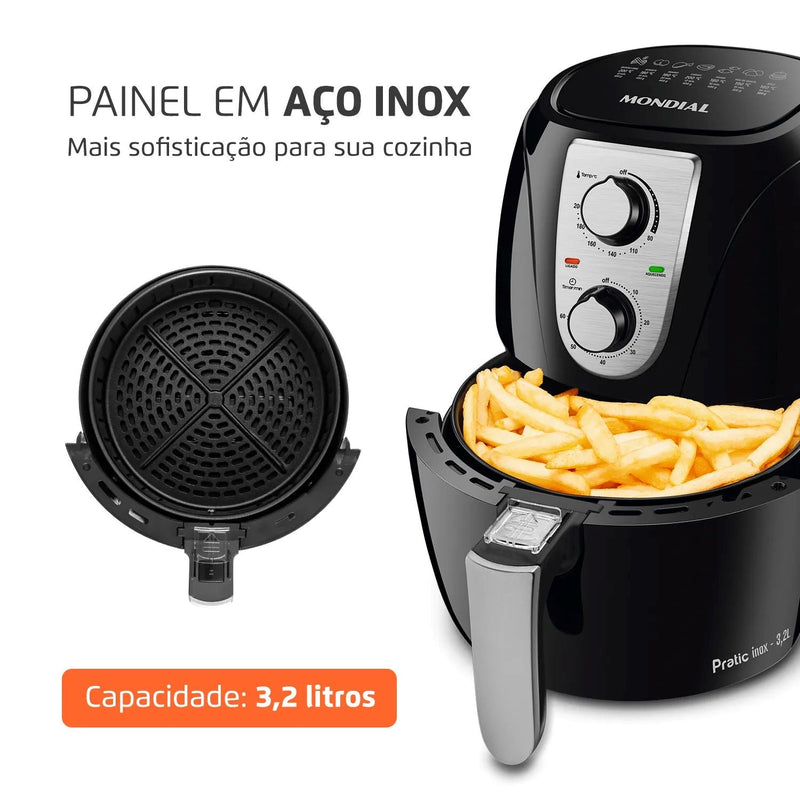 Fritadeira Elétrica sem Óleo Air Fryer Mondial AF-34 3,2L 1270W Preta